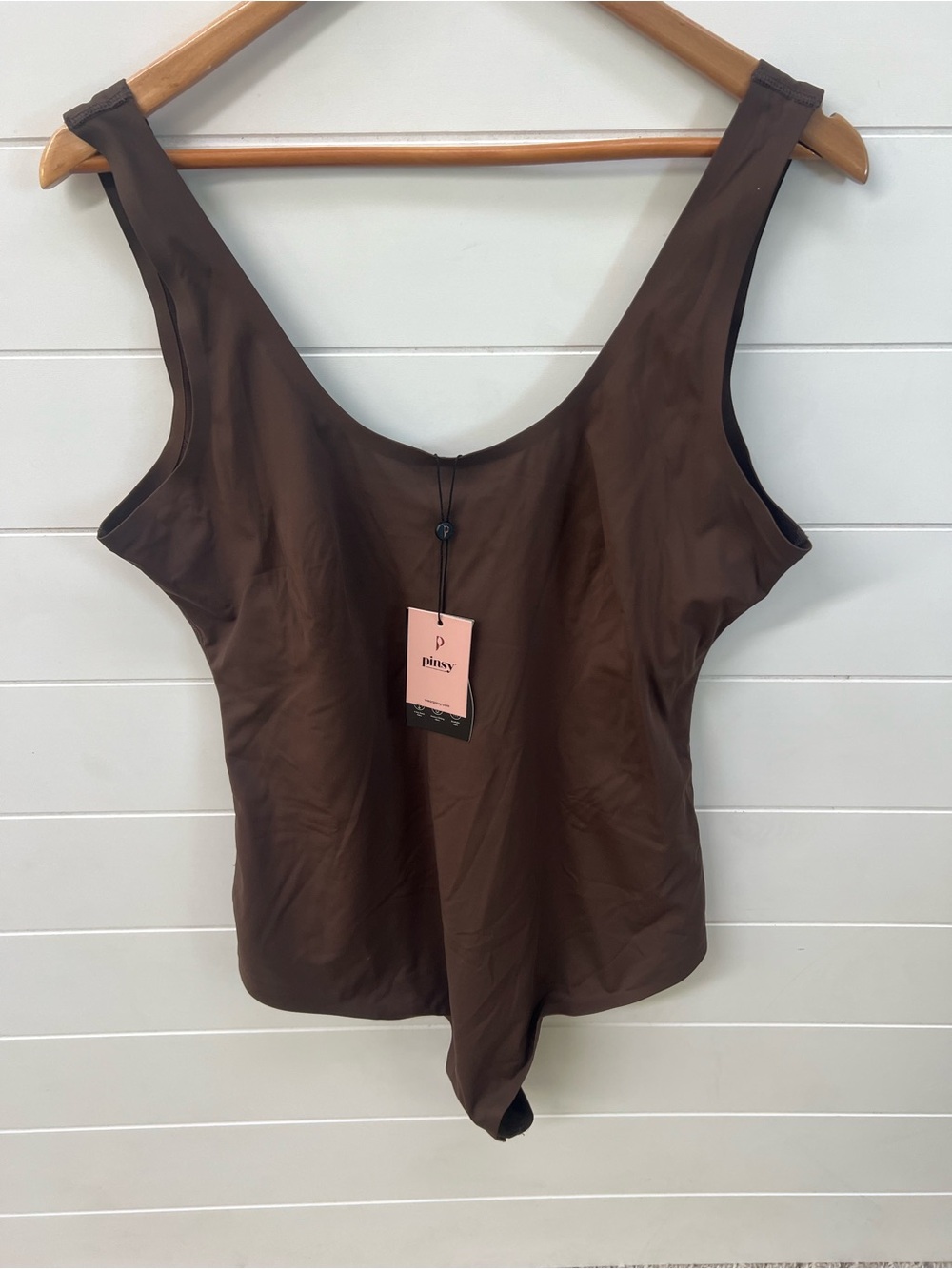 Pinsy Bonded Scoop Tank Shapesuit Bodysuit Cocoa Brown Medium Shaping NWT 1X